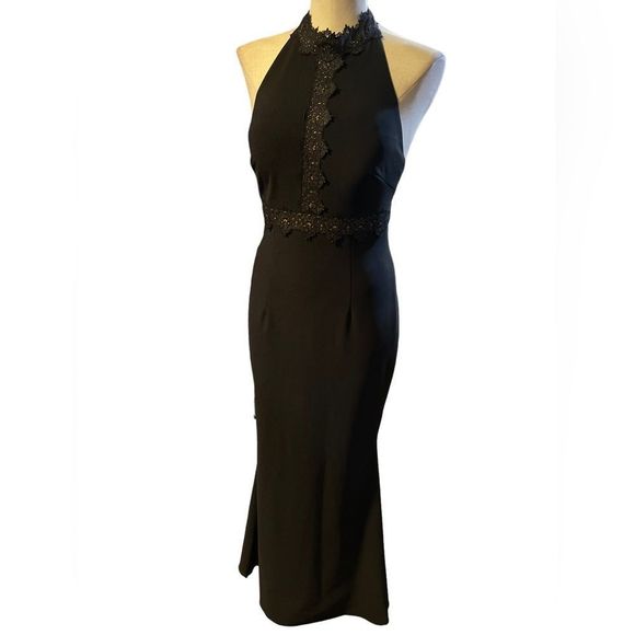 White House Black Market Lace Detail Halter Gown size 4 NWOT - Picture 5 of 12